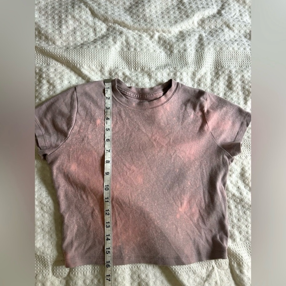 Hollister Medium Bleach Dyed Cropped Tee Pink Brown Custom - Picture 6 of 7